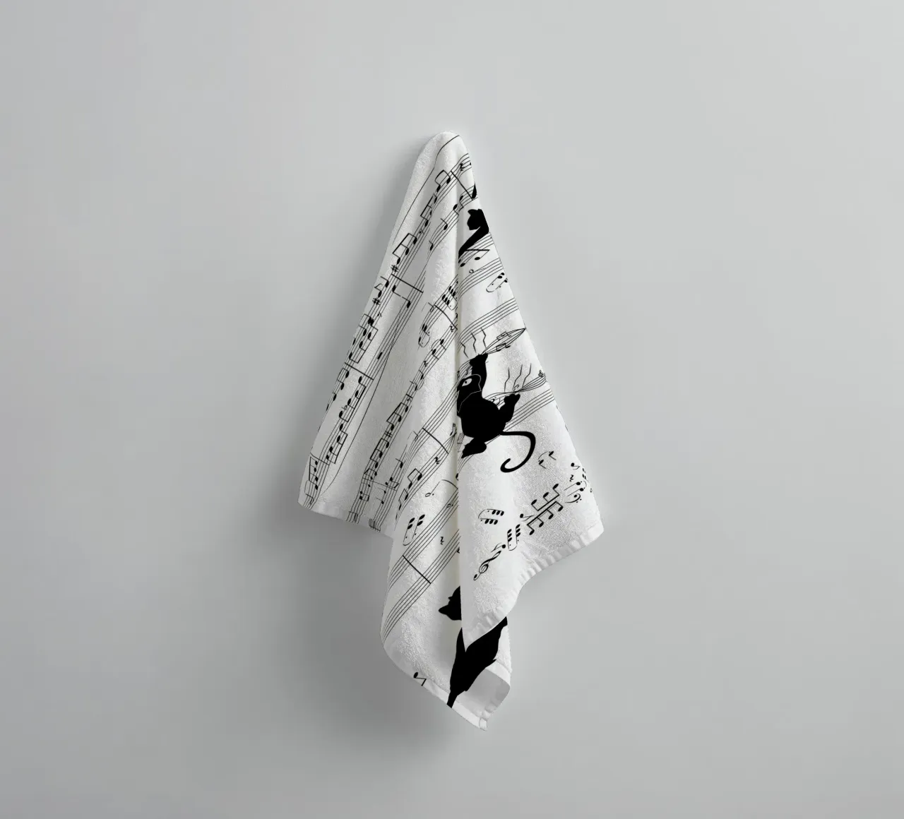 chat notes musicales feuille de musique partition musicale notation musicale serviette de bain de Ashish Kashyap