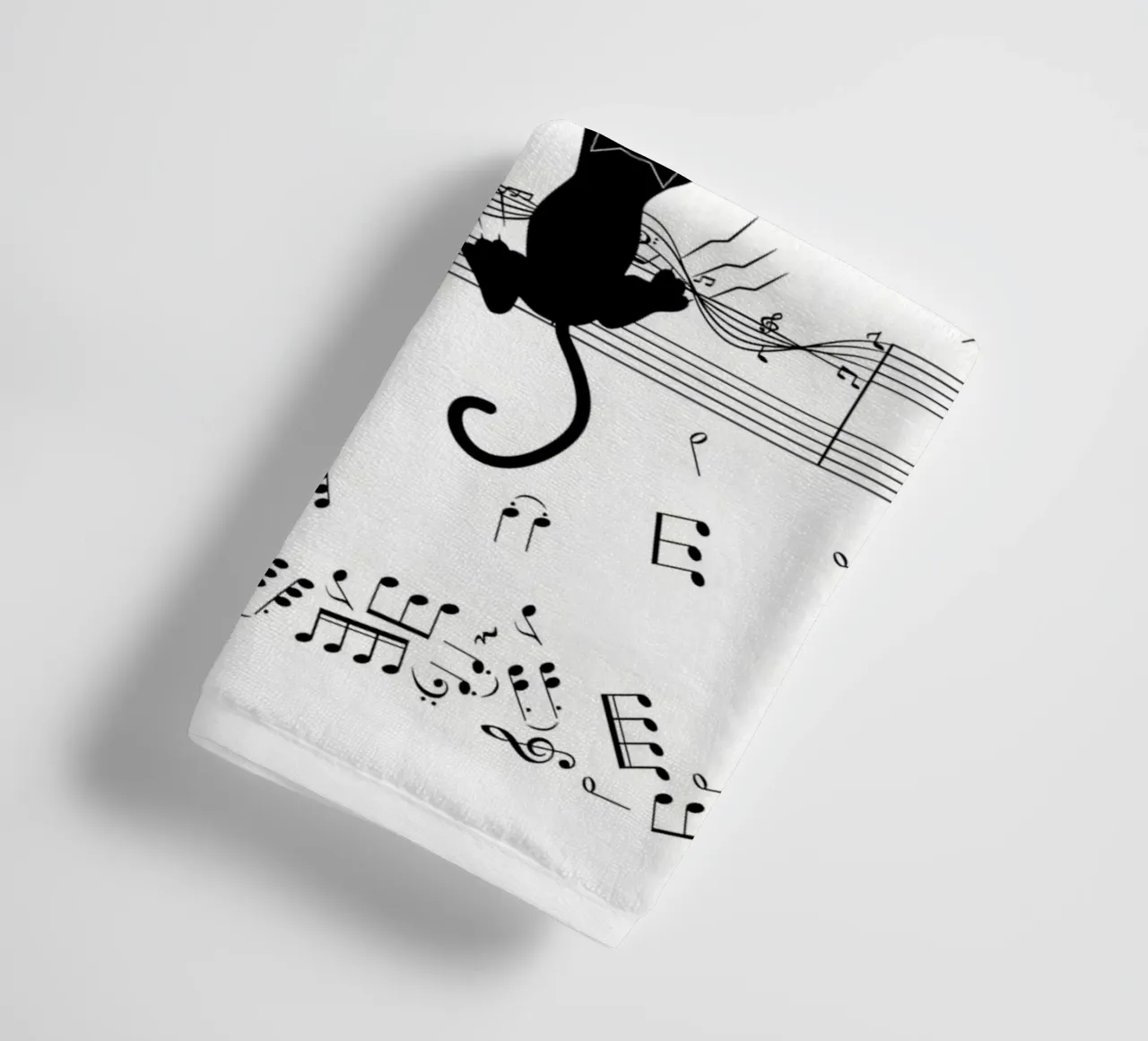 chat notes musicales feuille de musique partition musicale notation musicale serviette de bain de Ashish Kashyap
