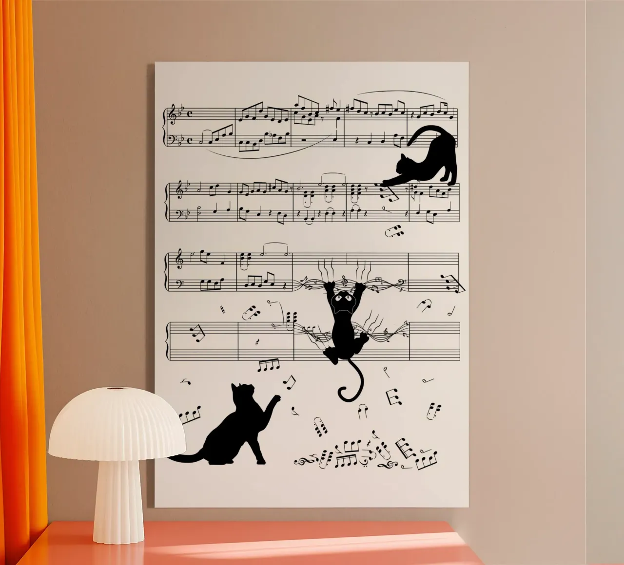 cat musical notes sheet music musical score musical notation acrylic glass by Ashish Kashyap