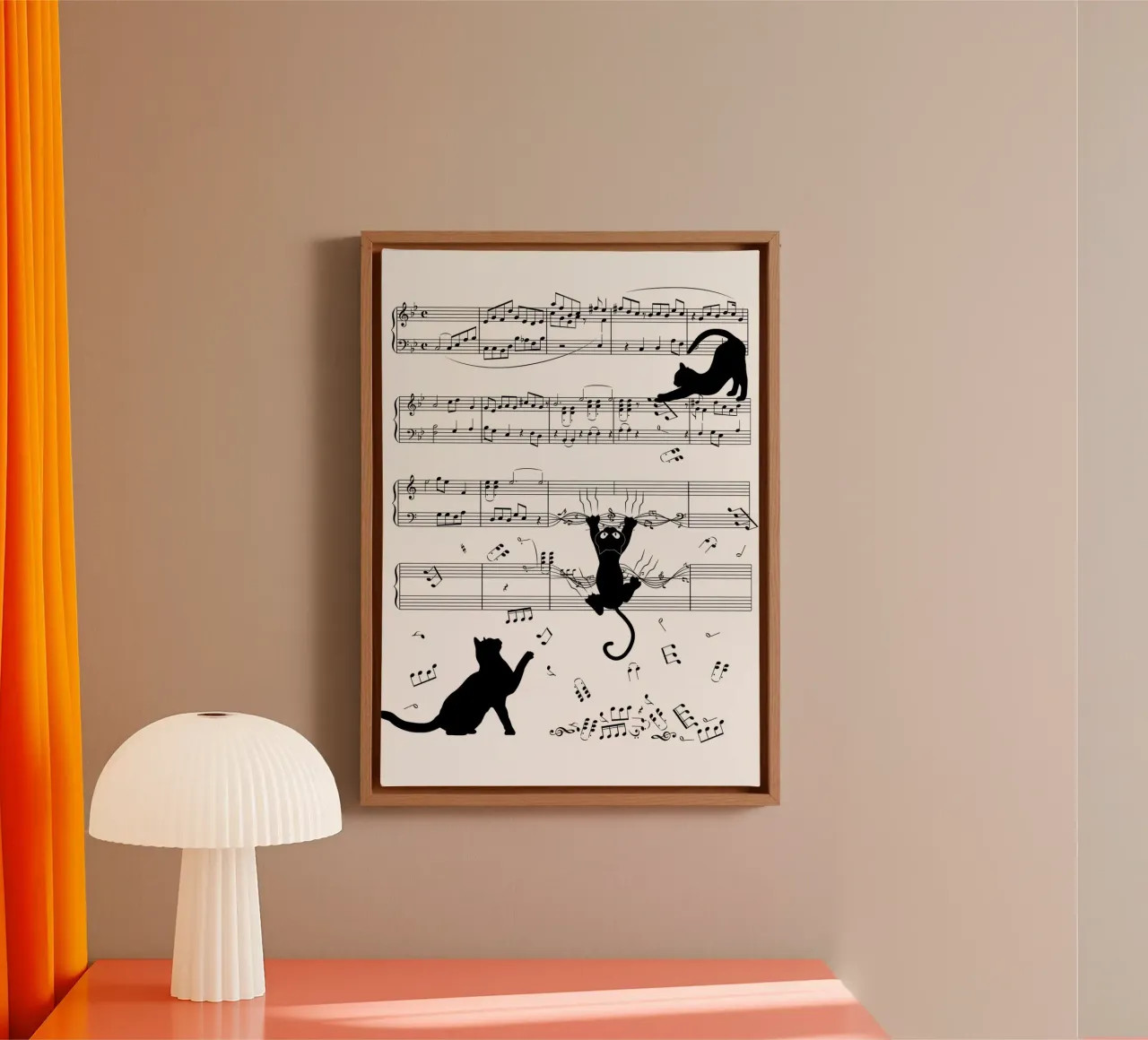 chat notes musicales feuille de musique partition musicale notation musicale toile avec Caisse américaine de Ashish Kashyap