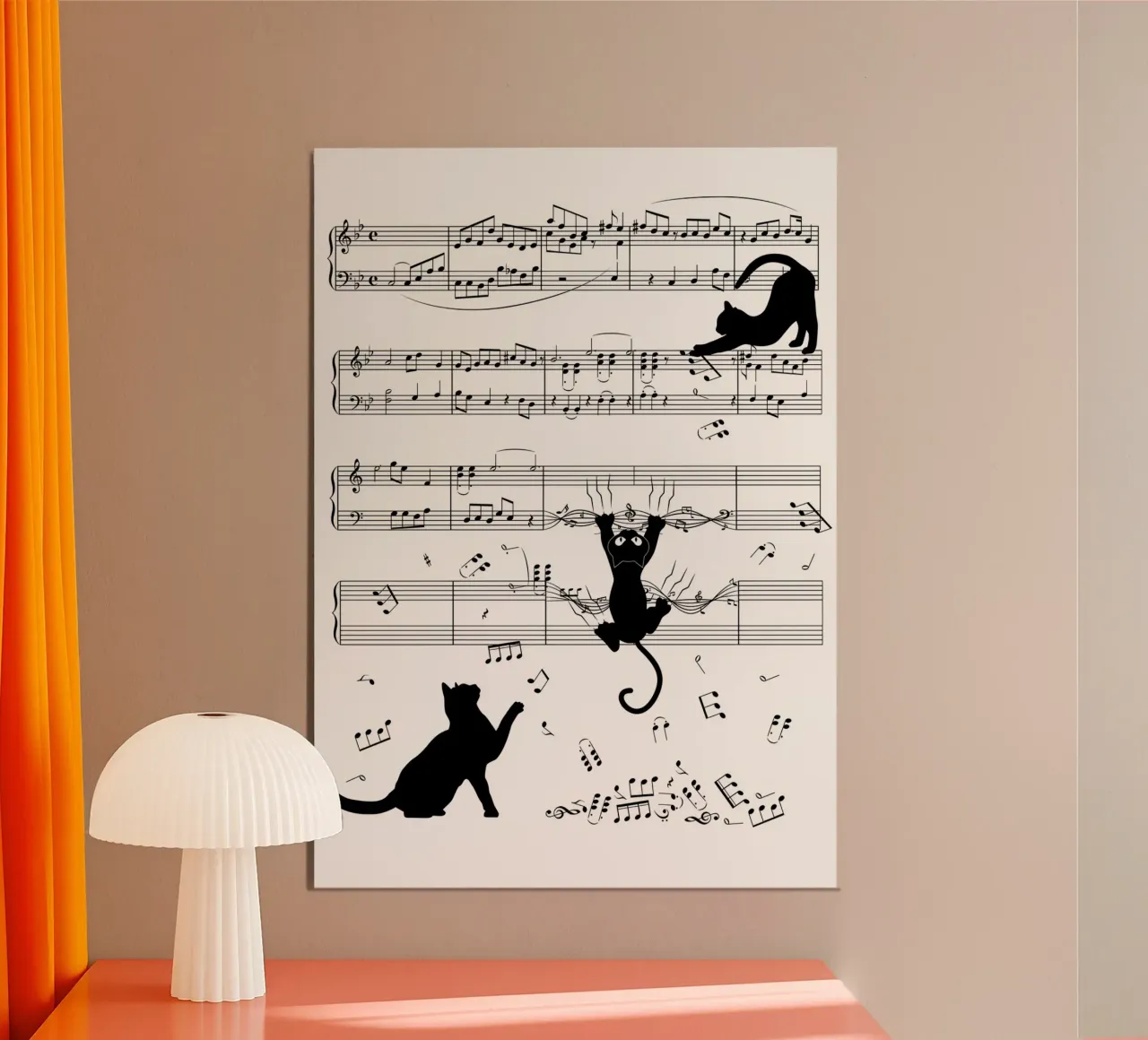 cat musical notes sheet music musical score musical notation poster by Ashish Kashyap