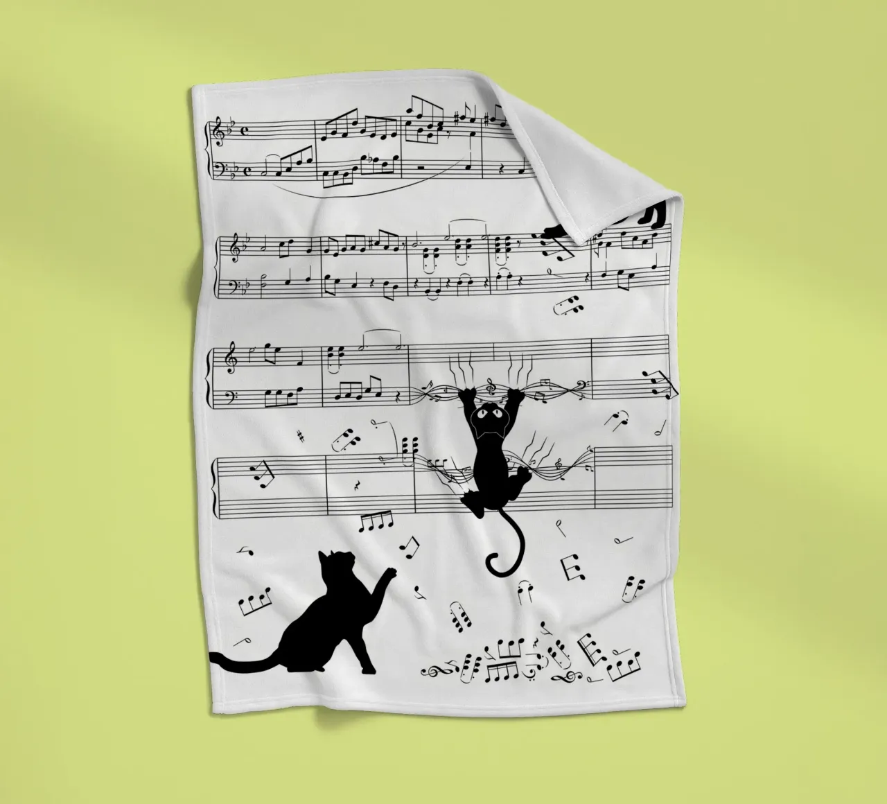 cat musical notes sheet music musical score musical notation fleece blanket by Ashish Kashyap