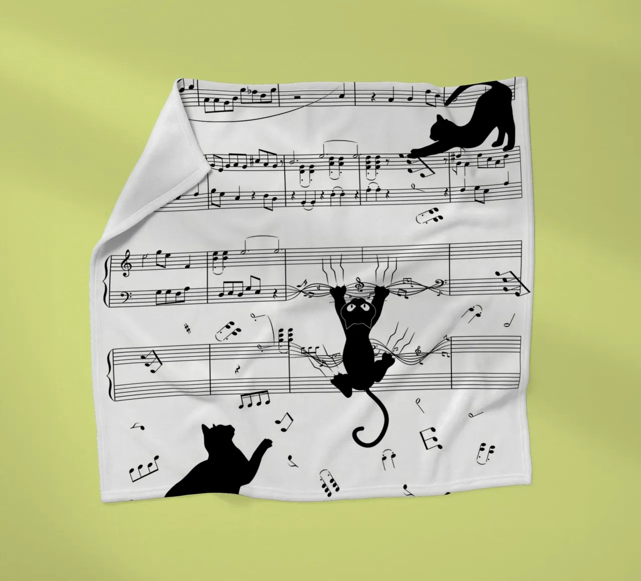 cat musical notes sheet music musical score musical notation fleece blanket by Ashish Kashyap