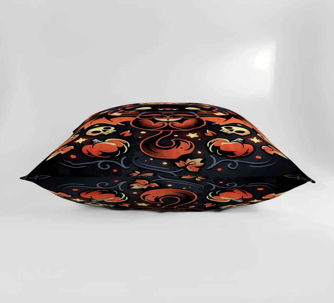 chauve-souris chat citrouilles crânes feuilles d'automne étoiles tourbillons queue aile coussin de Ashish Kashyap