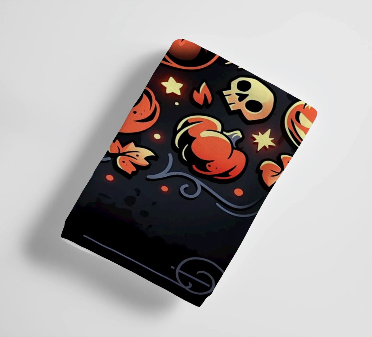 chauve-souris chat citrouilles crânes feuilles d'automne étoiles tourbillons queue aile serviette de bain de Ashish Kashyap