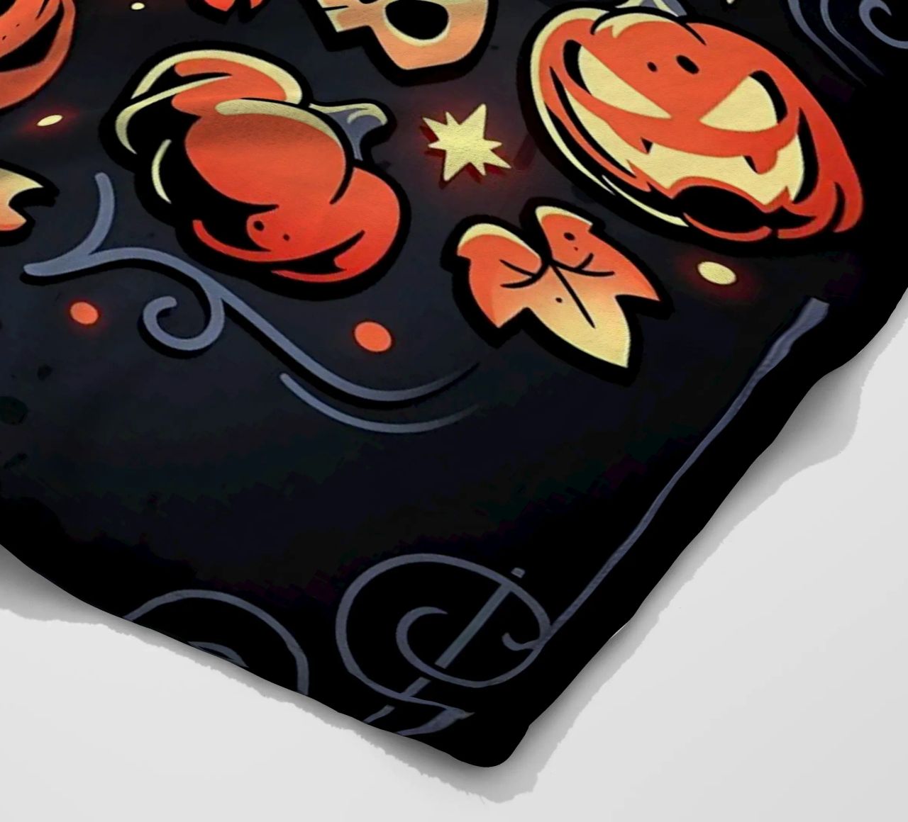 chauve-souris chat citrouilles crânes feuilles d'automne étoiles tourbillons queue aile plaid polaire de Ashish Kashyap
