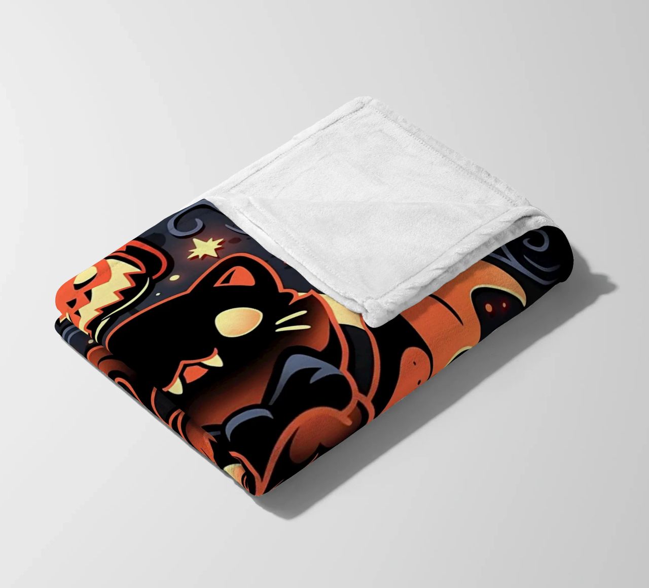 chauve-souris chat citrouilles crânes feuilles d'automne étoiles tourbillons queue aile plaid polaire de Ashish Kashyap
