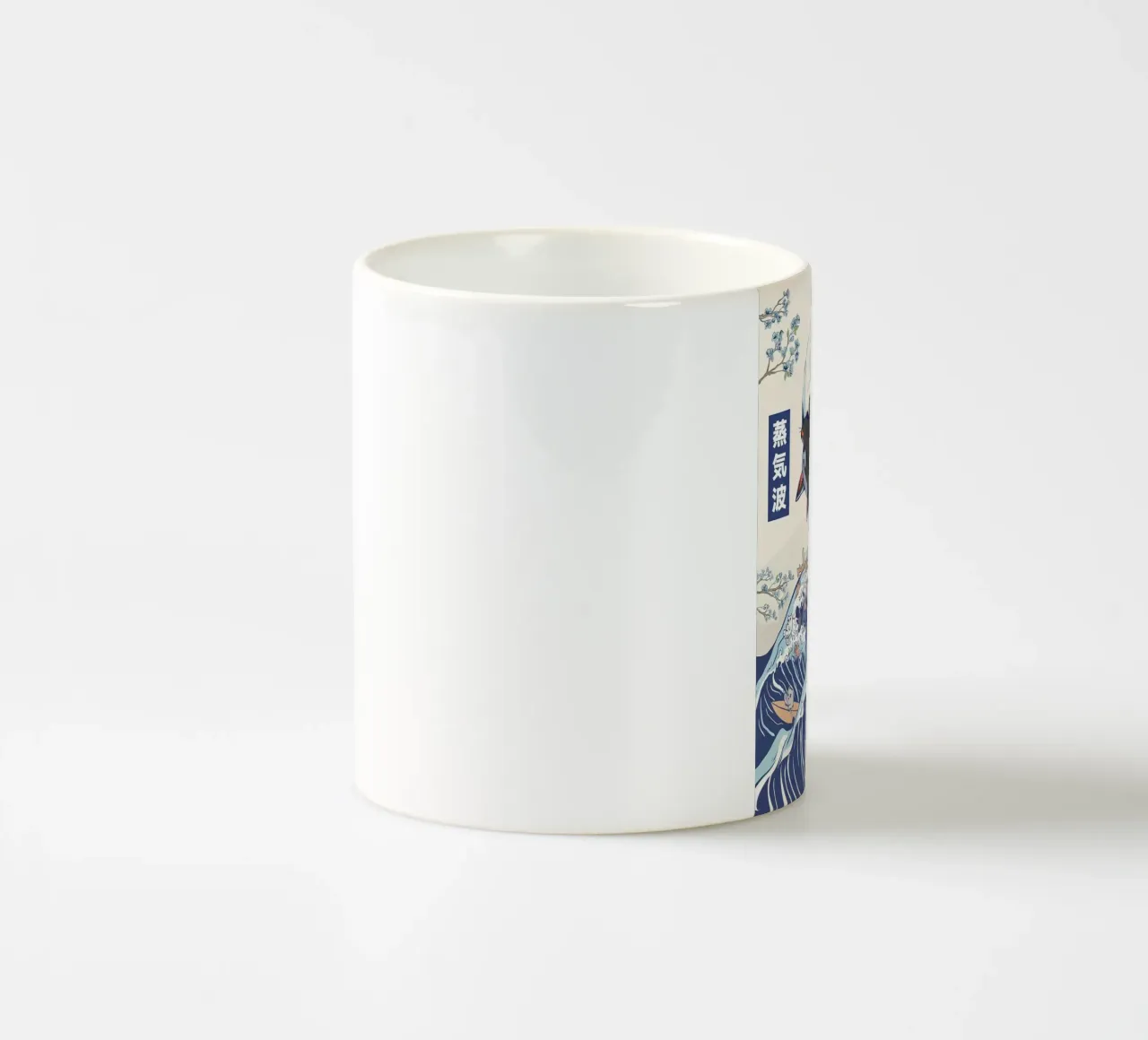 gatti onde testo giapponese yin yang fiori di ciliegio montagna s tazza in ceramica da Ashish Kashyap