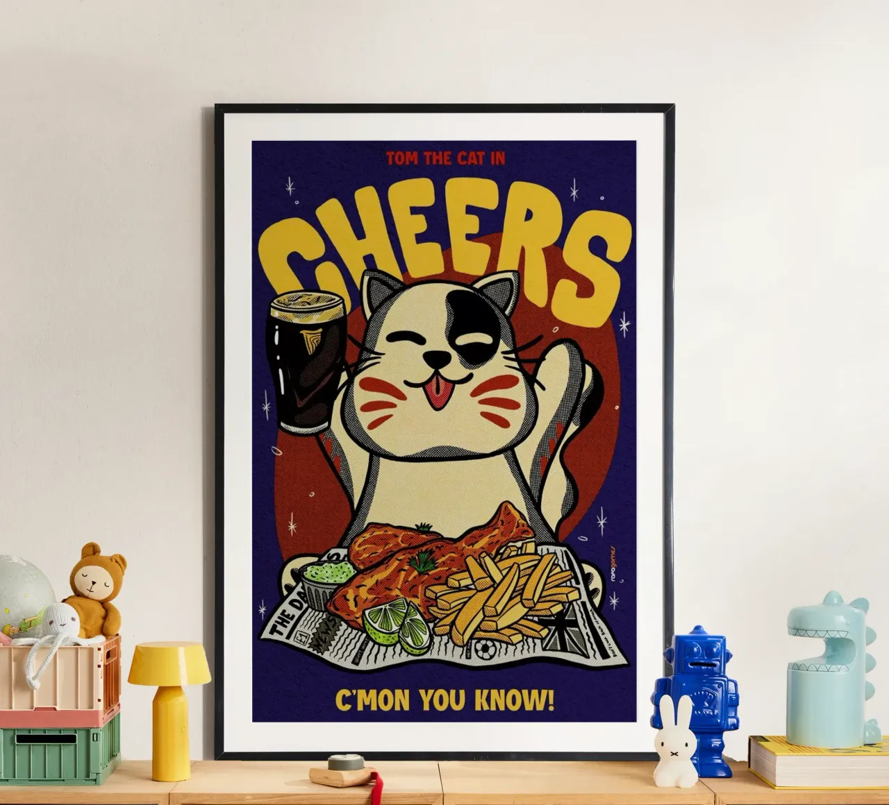 Cheers Baby poster con telaio in plastica da Rafa Gomes