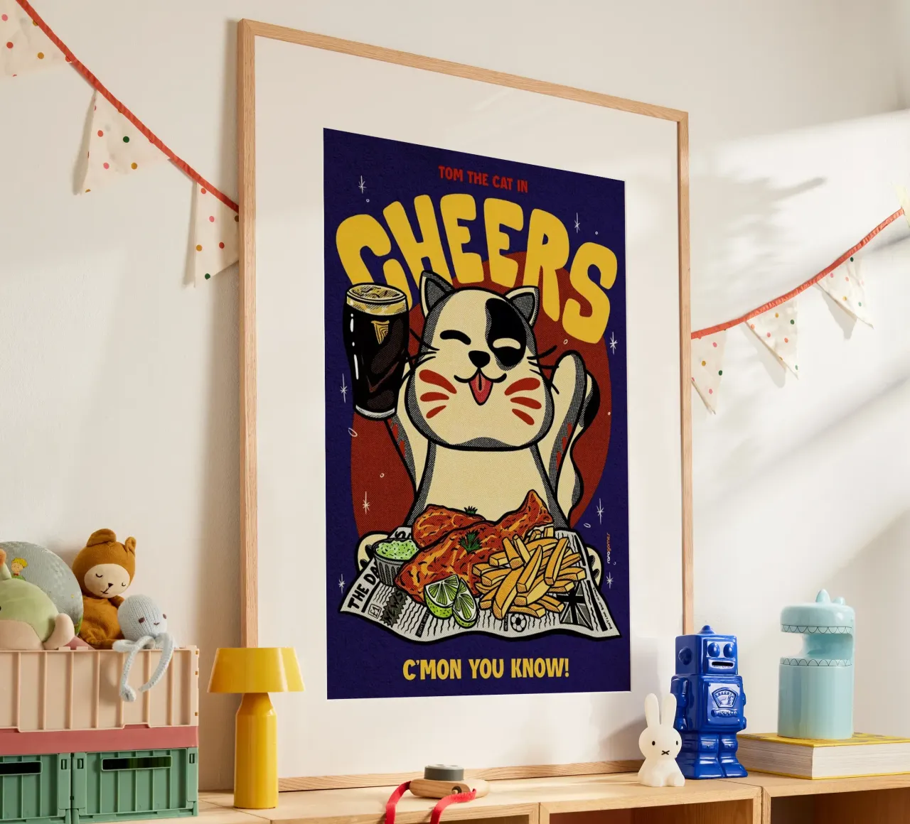 Cheers Baby poster con telaio in plastica da Rafa Gomes