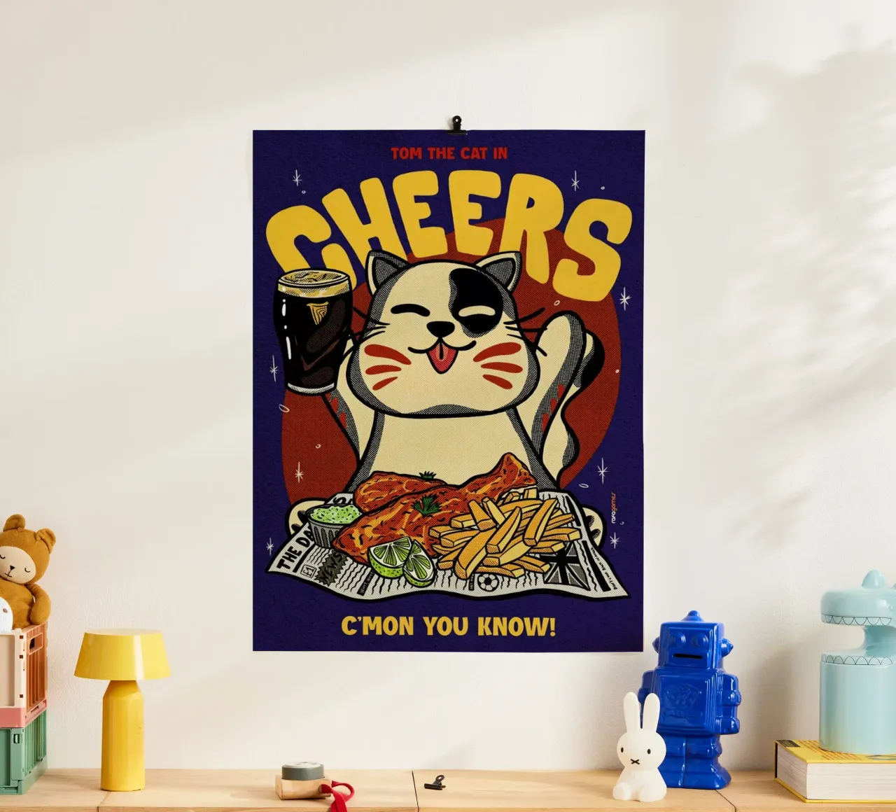 Cheers Baby poster con telaio in plastica da Rafa Gomes