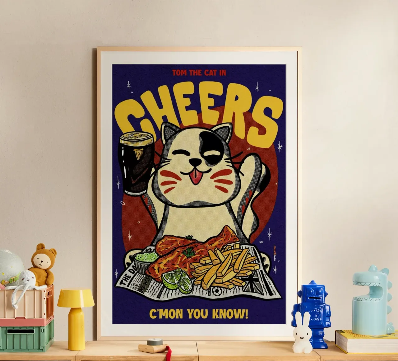 Cheers Baby poster con telaio in plastica da Rafa Gomes