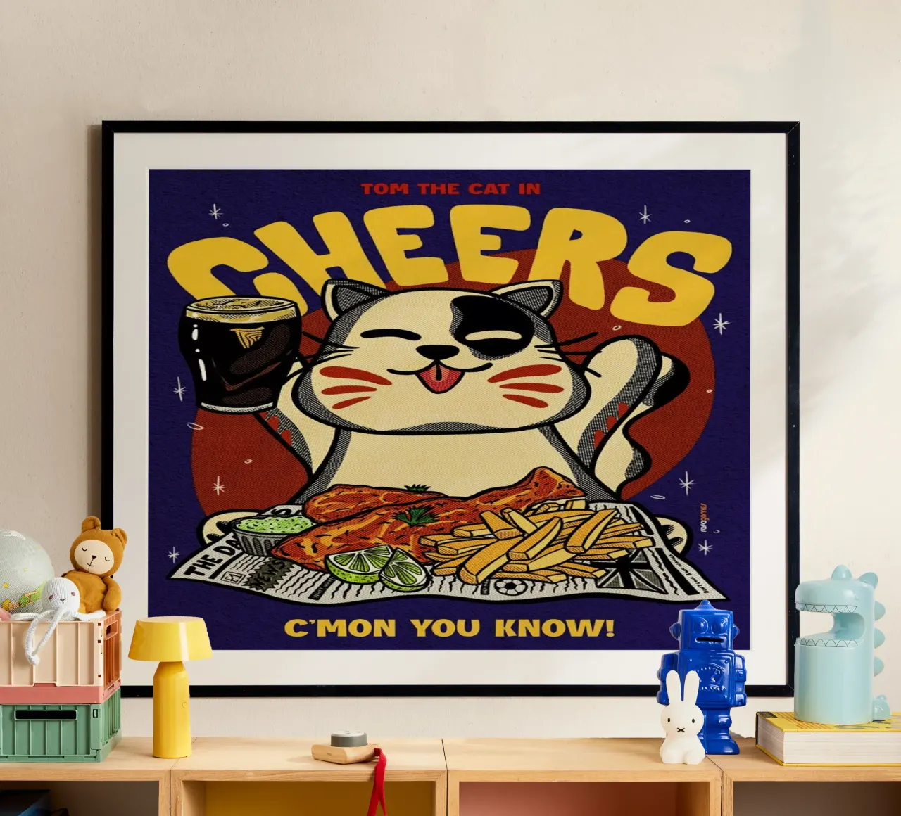 Cheers Baby poster con telaio in plastica da Rafa Gomes