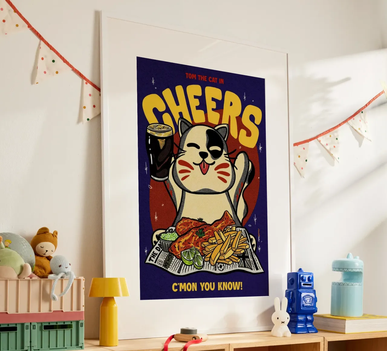 Cheers Baby poster con telaio in plastica da Rafa Gomes
