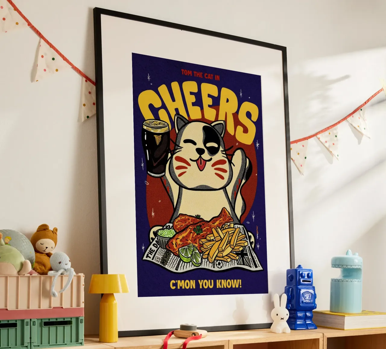 Cheers Baby poster con telaio in plastica da Rafa Gomes
