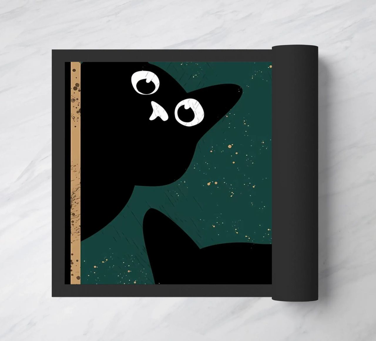 cats black cats eyes cartoon cats text question humor whiske doormat by Daniel Medina