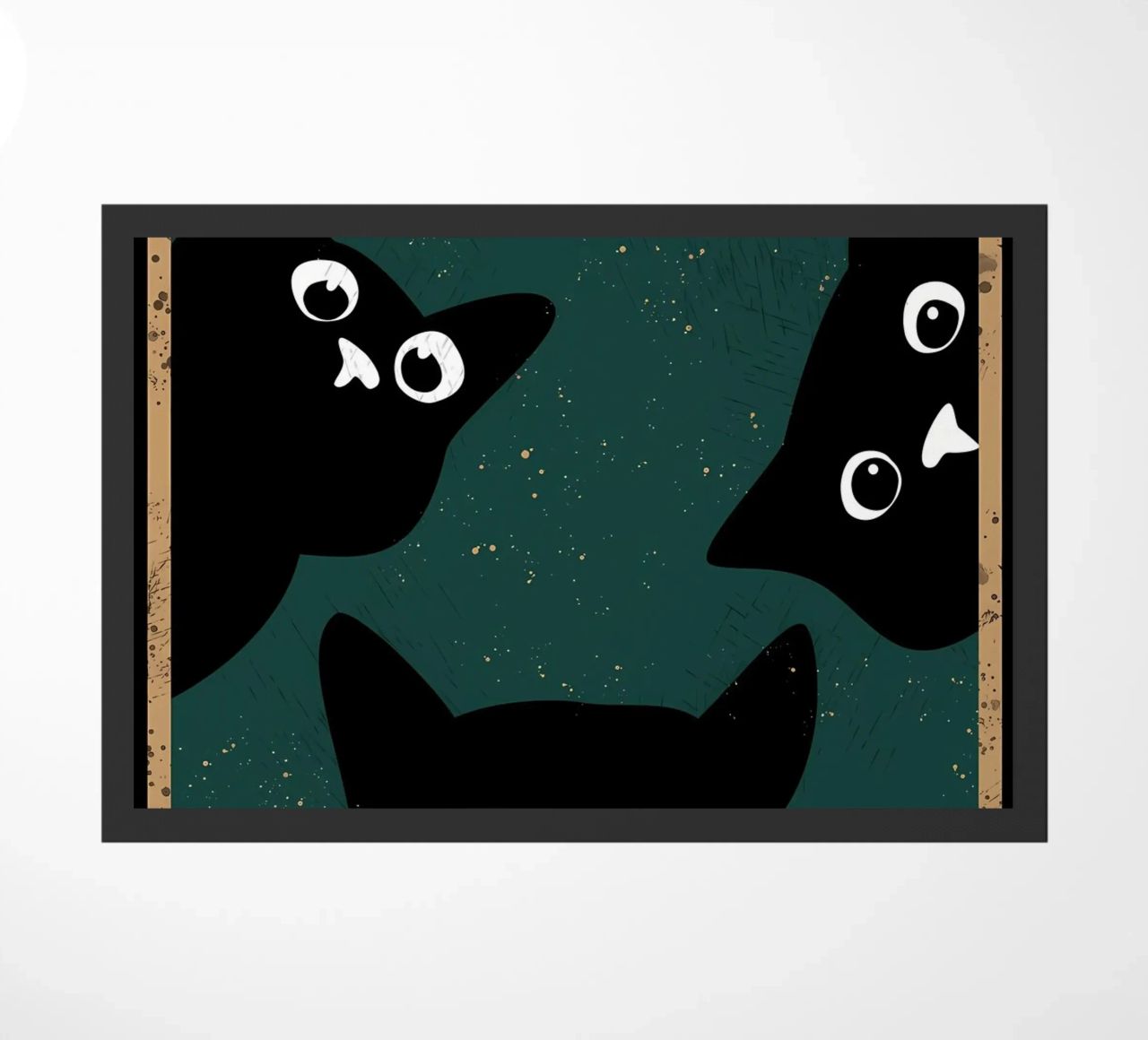 cats black cats eyes cartoon cats text question humor whiske doormat by Daniel Medina
