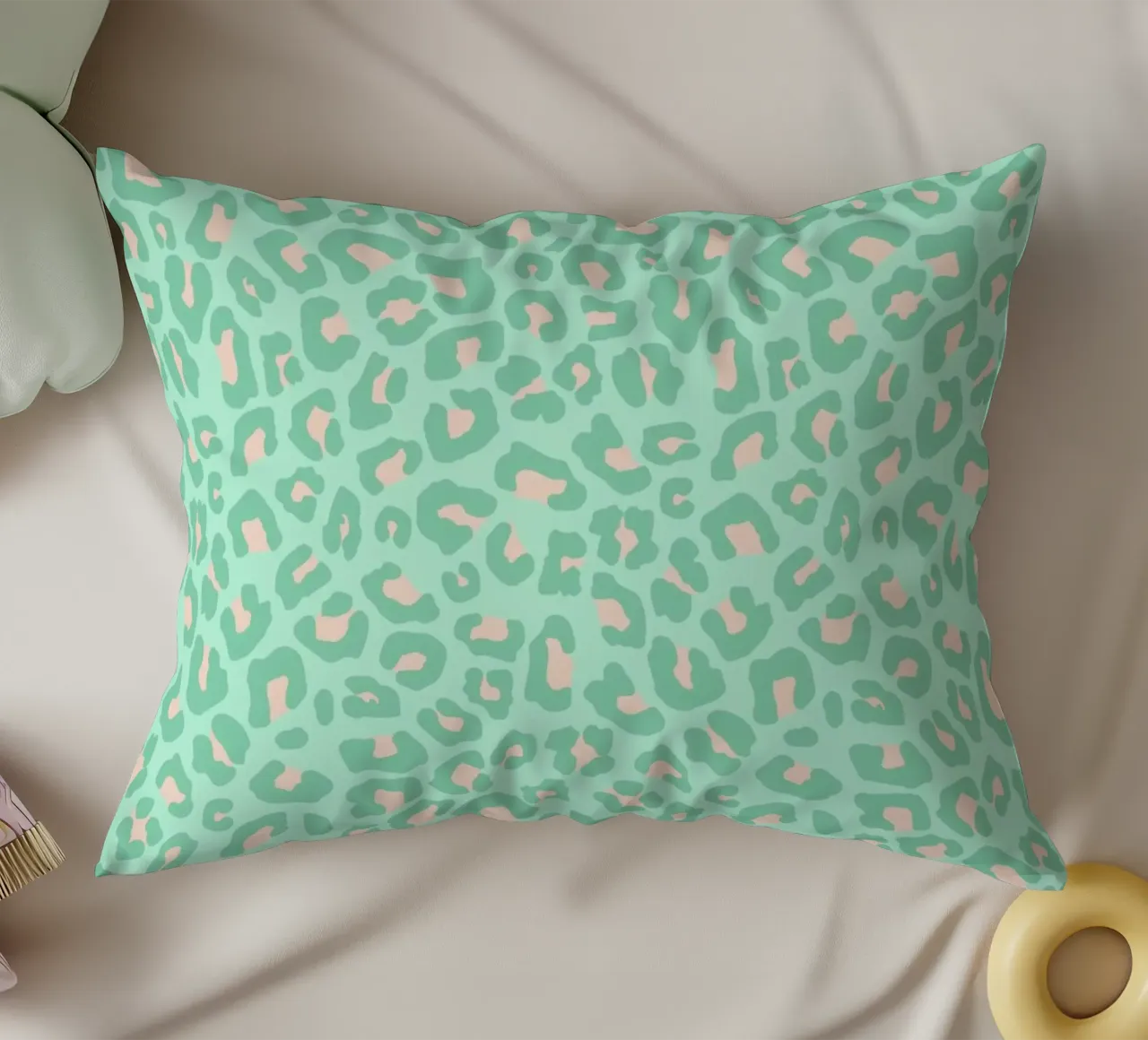 Leopard Print 2.0 Neo Mint decorative cushion by SilverPegasus