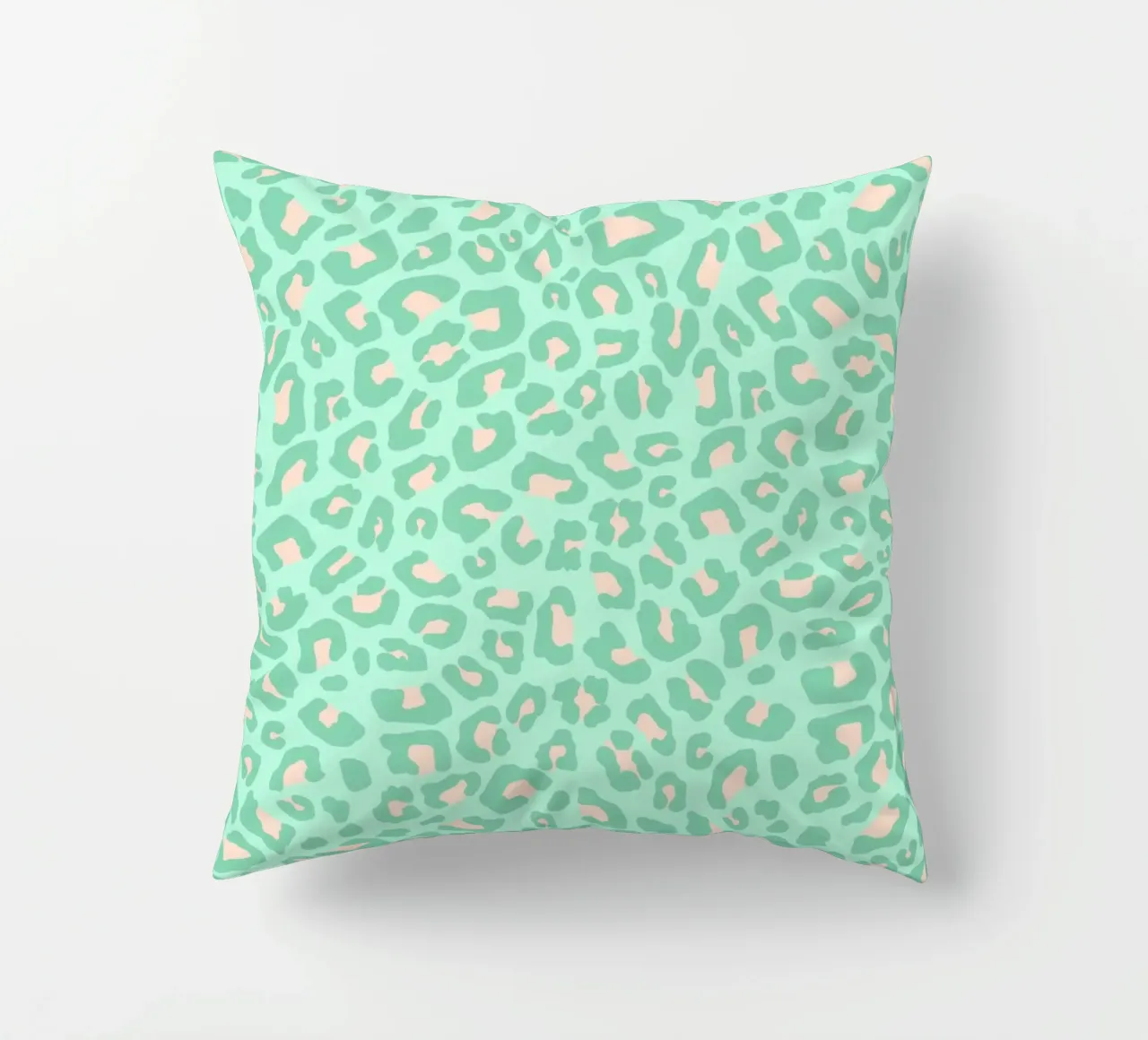 Leopard Print 2.0 Neo Mint decorative cushion by SilverPegasus