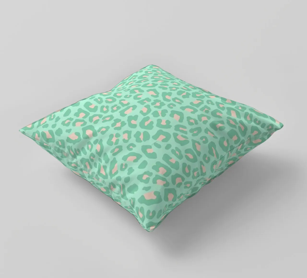 Leopard Print 2.0 Neo Mint decorative cushion by SilverPegasus