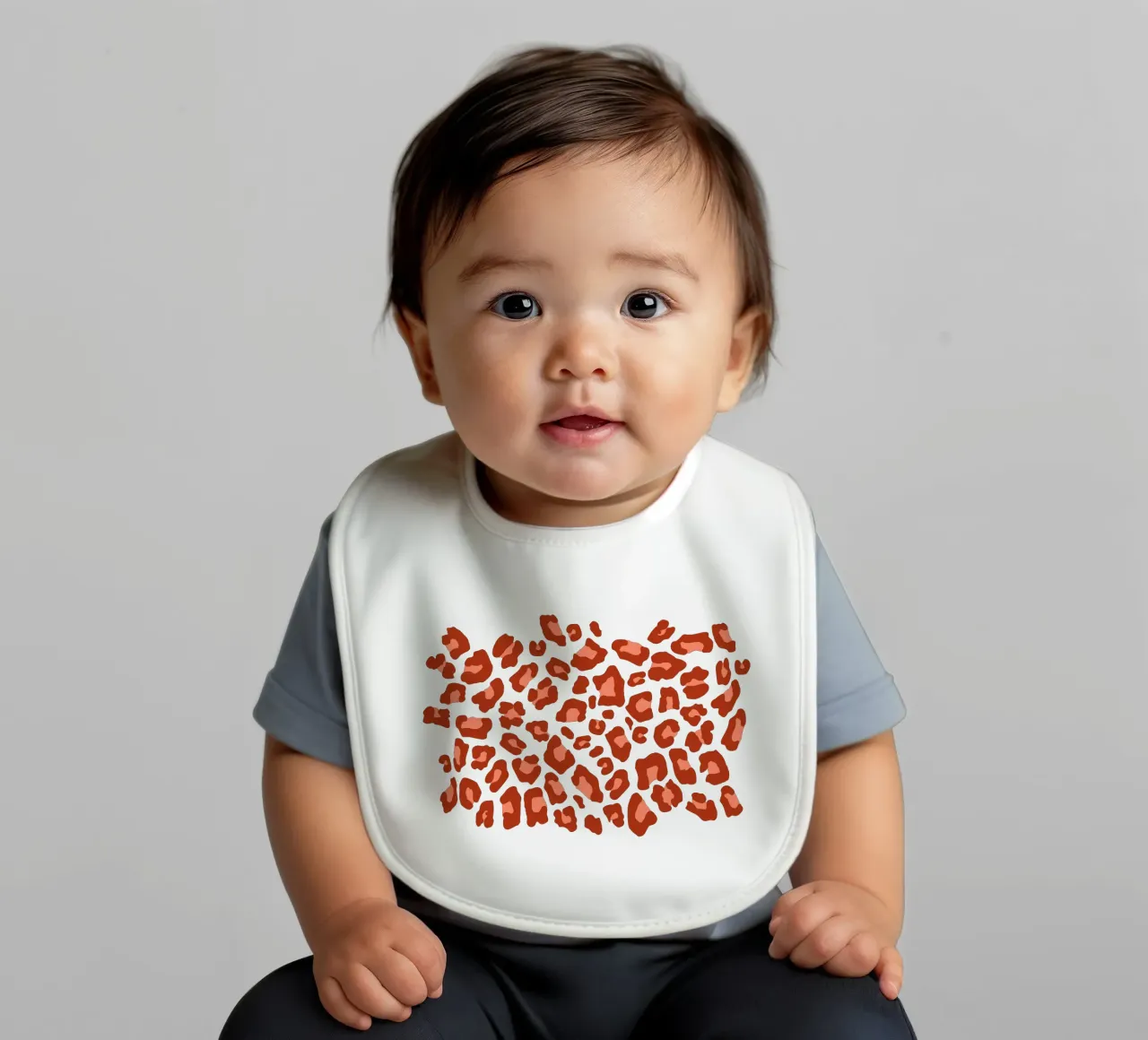 Leopard Print 2.0 Rust Orange baby bib by SilverPegasus