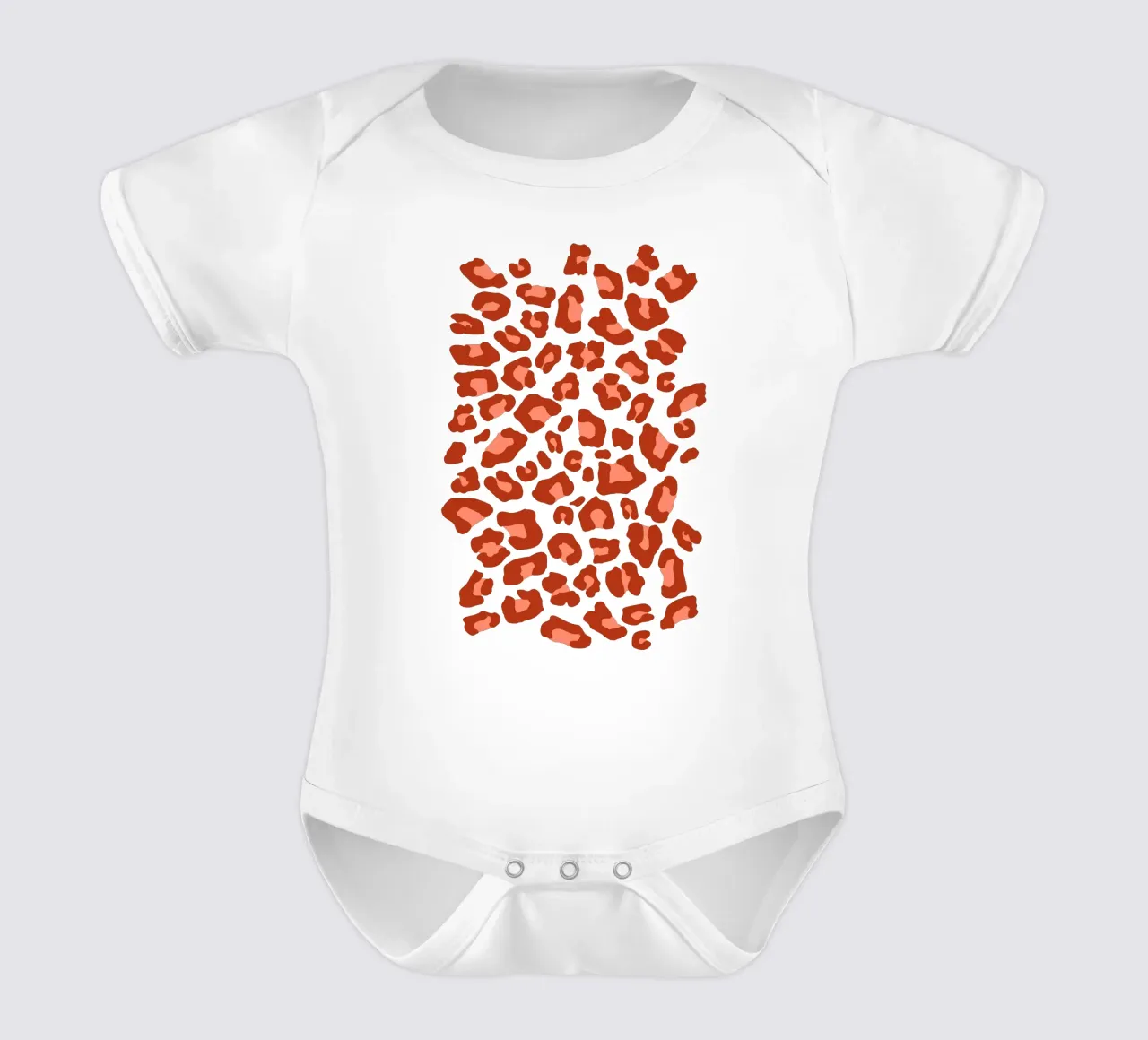 Leopard Print 2.0 Rust Orange short-sleeve baby romper by SilverPegasus