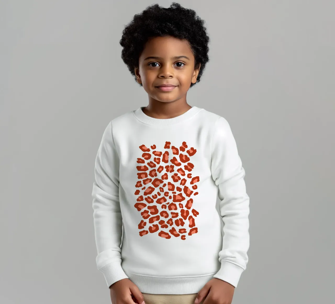 Leopard Print 2.0 Rust Orange kids sweatshirt by SilverPegasus