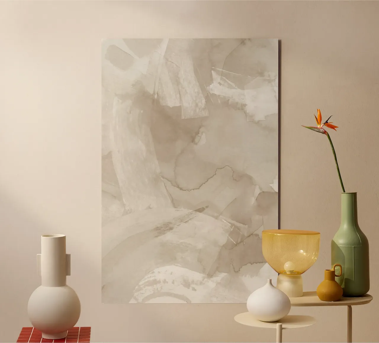 Brush strokes beige tones 4 alu-dibond by NouveauPrints