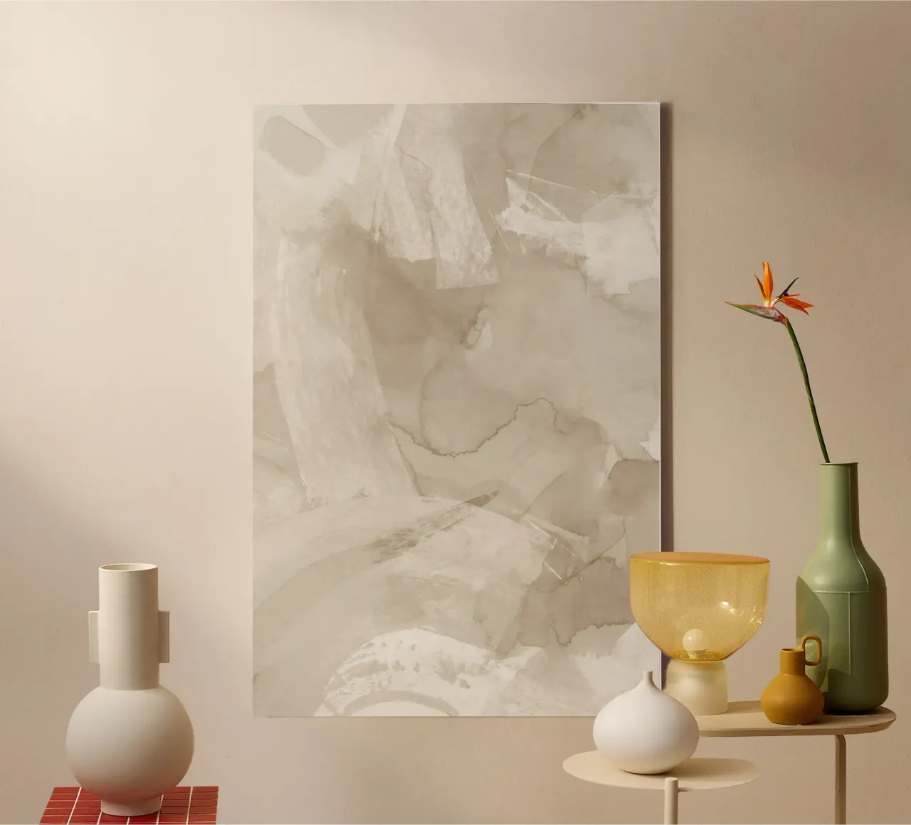 Brush strokes beige tones 4 canvas by NouveauPrints
