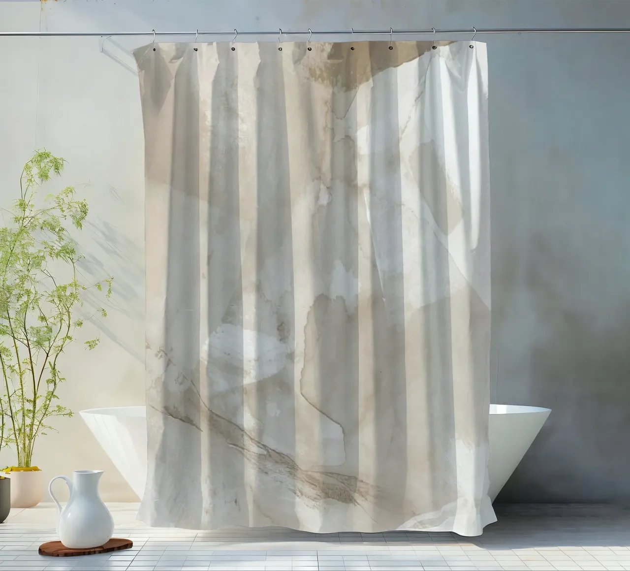 Pennellate di beige 5 tenda da doccia da NouveauPrints