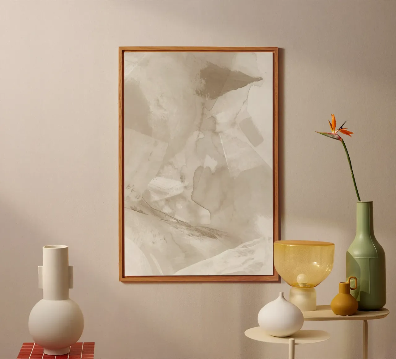 Pennellate di beige 5 alluminio dibond da NouveauPrints