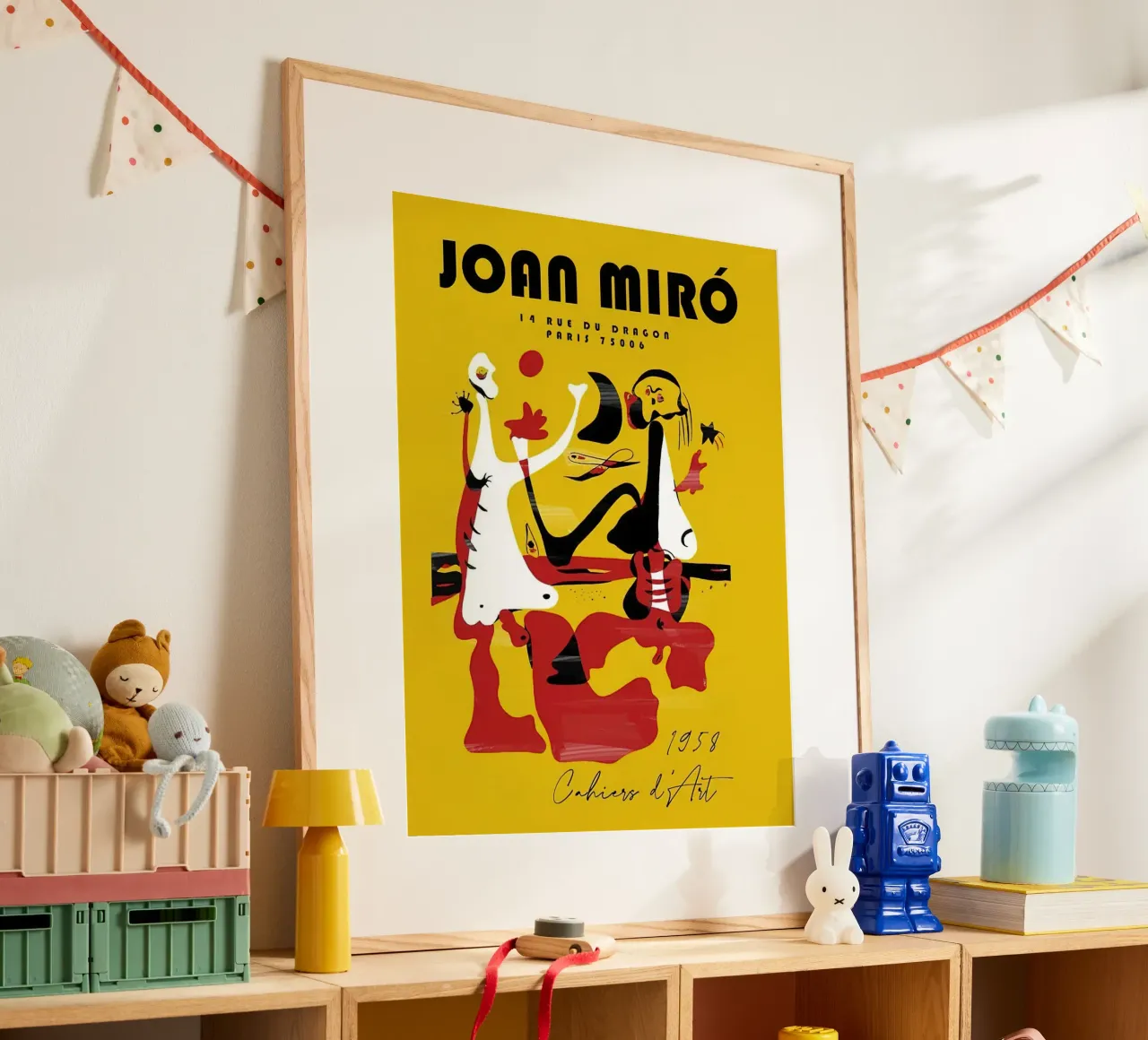 Joan Miro Retro Vintage poster con telaio in legno da DuncanBennett shop