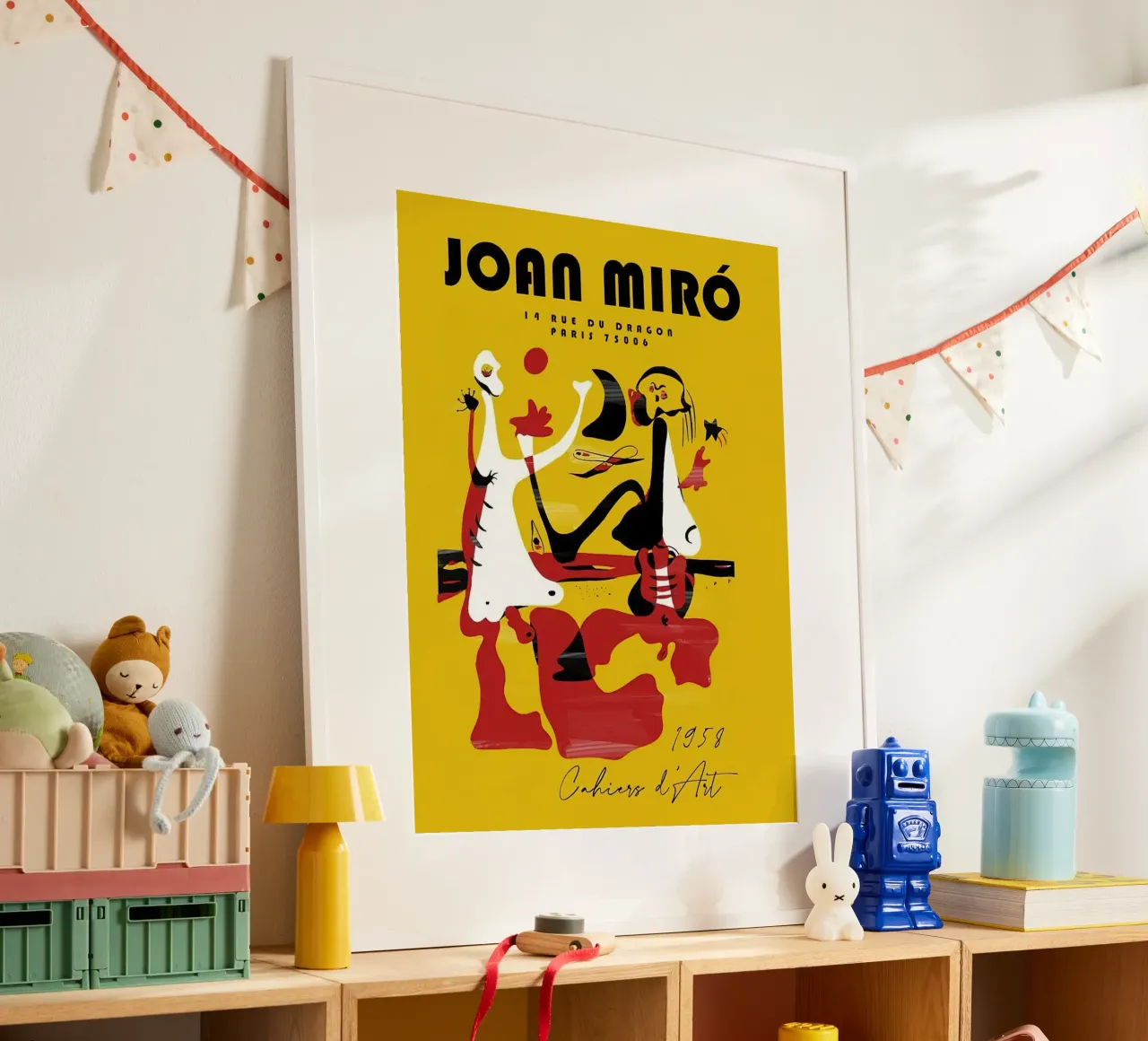 Joan Miro Retro Vintage poster con telaio in legno da DuncanBennett shop
