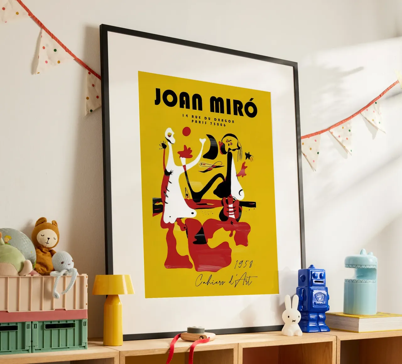Joan Miro Retro Vintage poster con telaio in legno da DuncanBennett shop