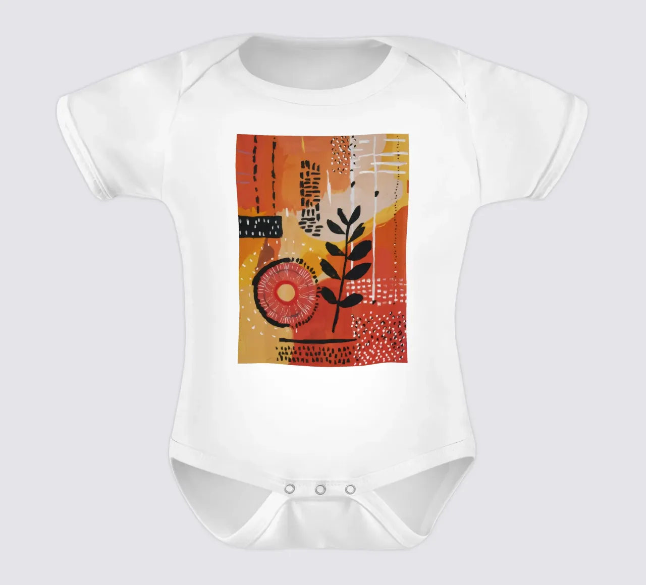 Primitive Rhythm Grid short-sleeve baby romper by Zep Layers