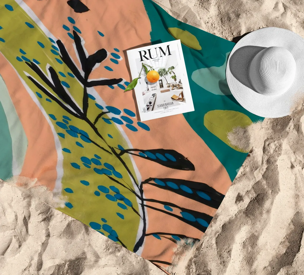 Botanical Sunrise Curve beach towel by Zep Layers