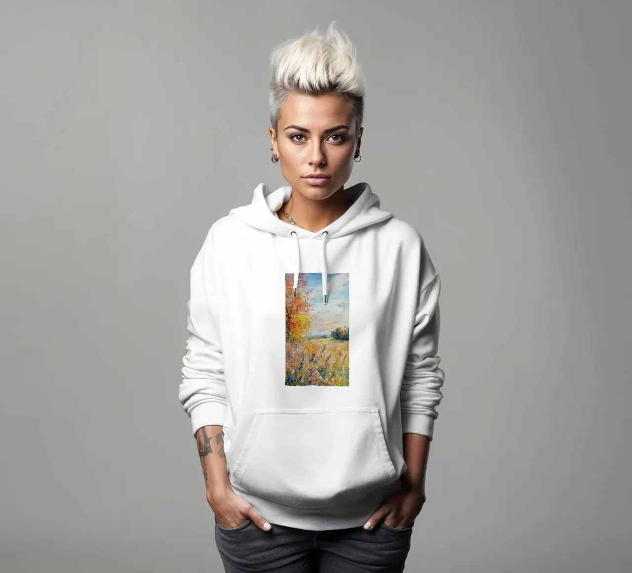 fiori selvatici alberi d'autunno claude monet felpa con cappuccio da belong shop