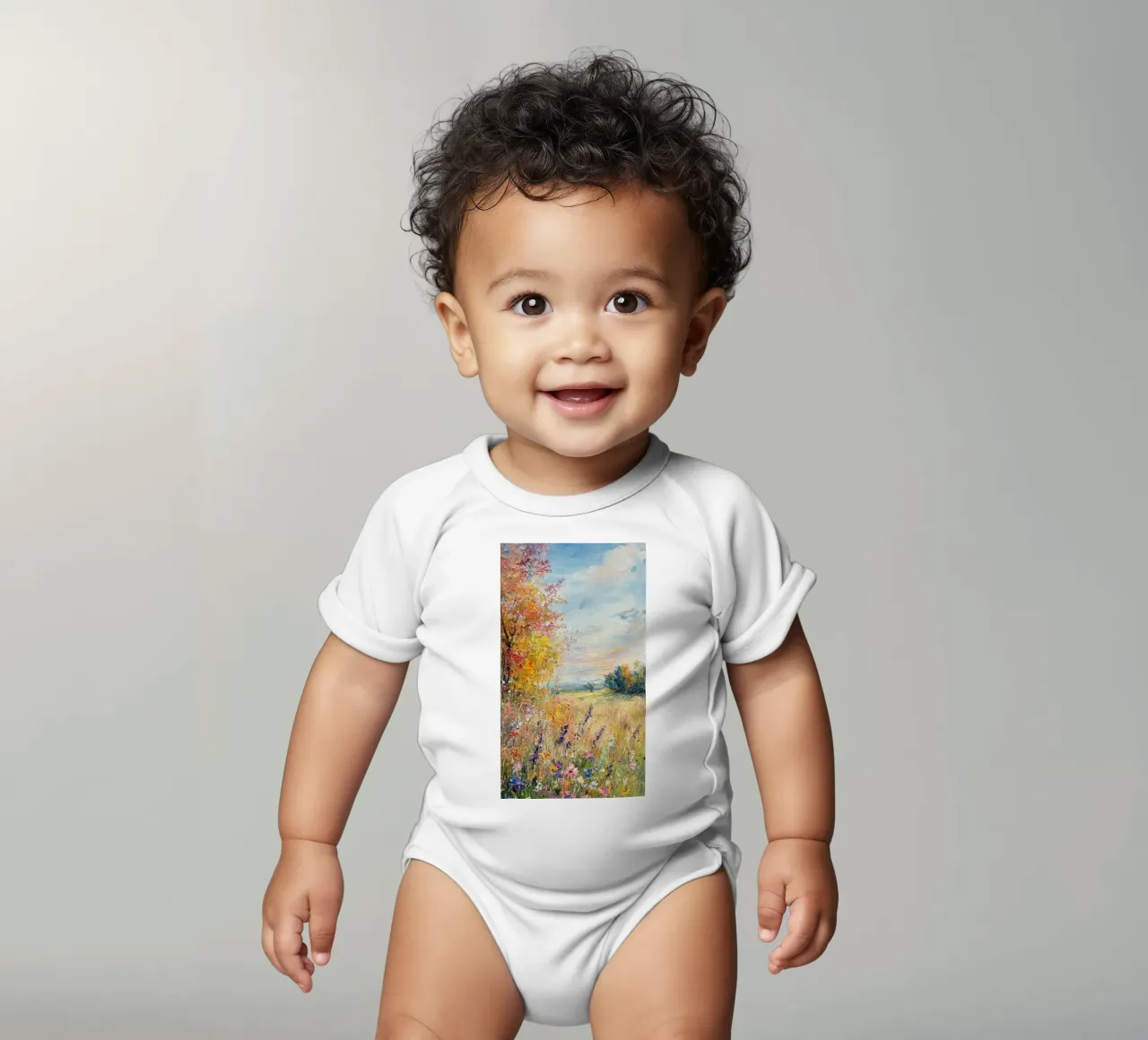 fiori selvatici alberi d'autunno claude monet body neonato maniche corte da belong shop