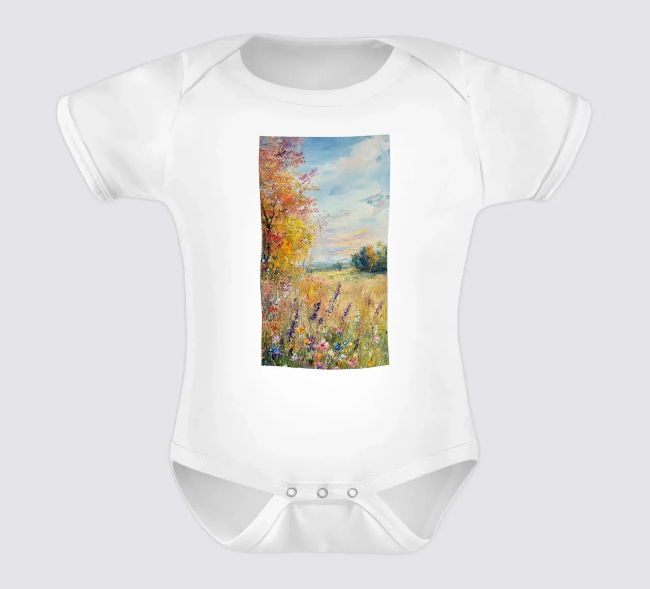 fiori selvatici alberi d'autunno claude monet body neonato maniche corte da belong shop
