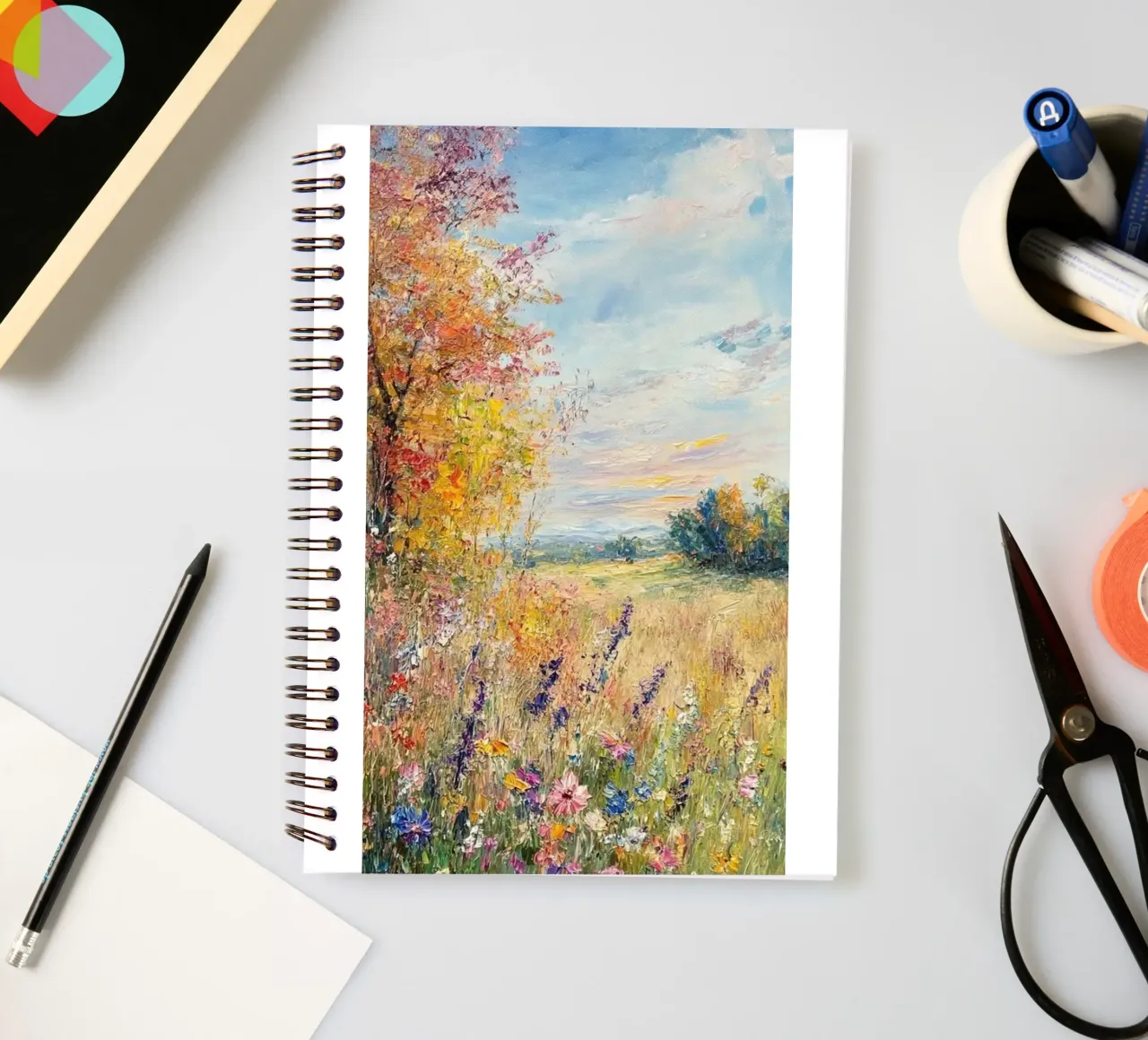 wildflowers autumn trees claude monet spiral notebook by belong shop