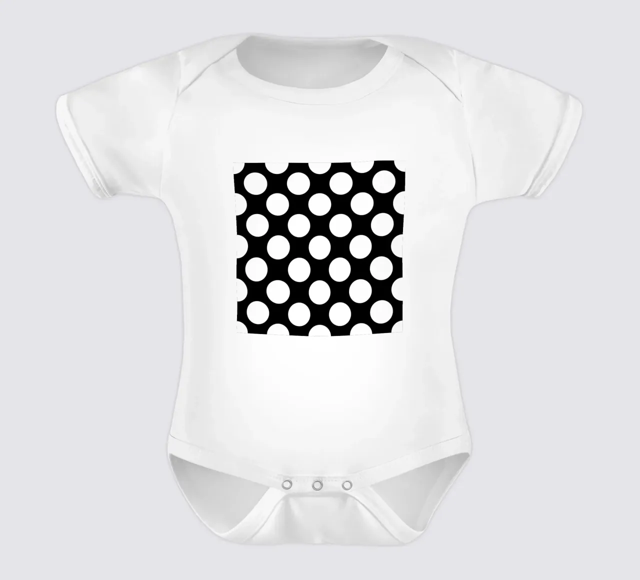 Polka Dots in Black short-sleeve baby romper by Happy Littles