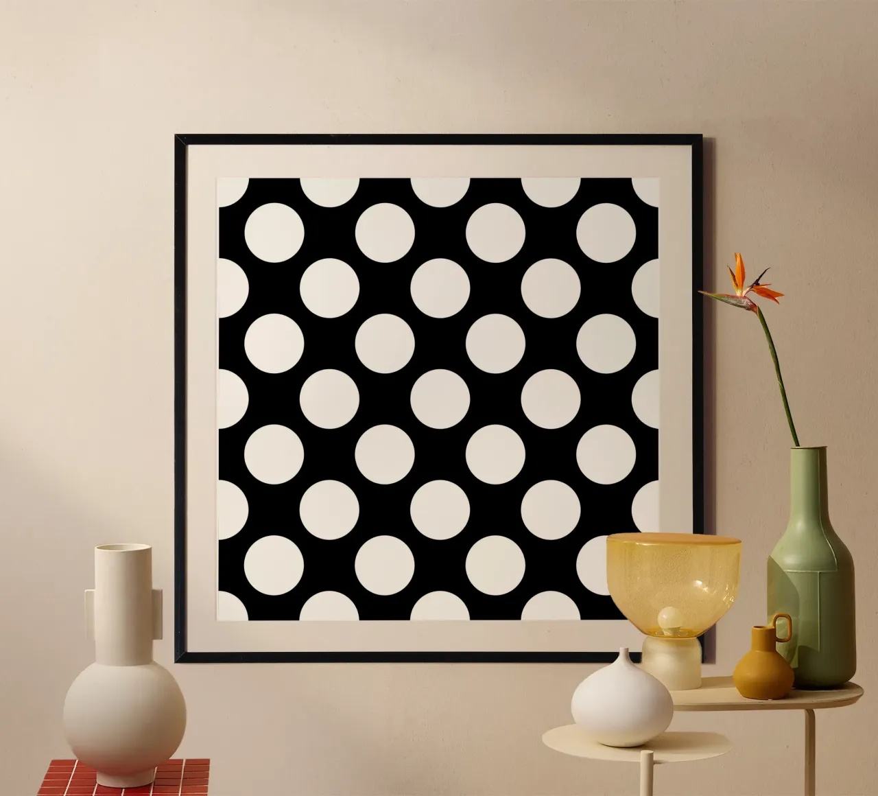 Pois neri poster con telaio in alluminio da Happy Littles