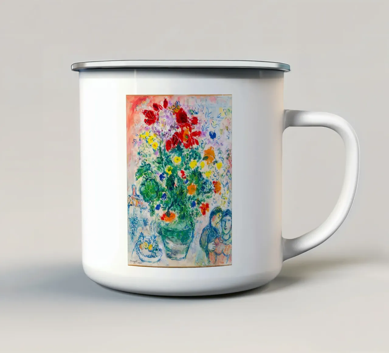 marc chagall bloem emaille mok van DuncanBennett shop