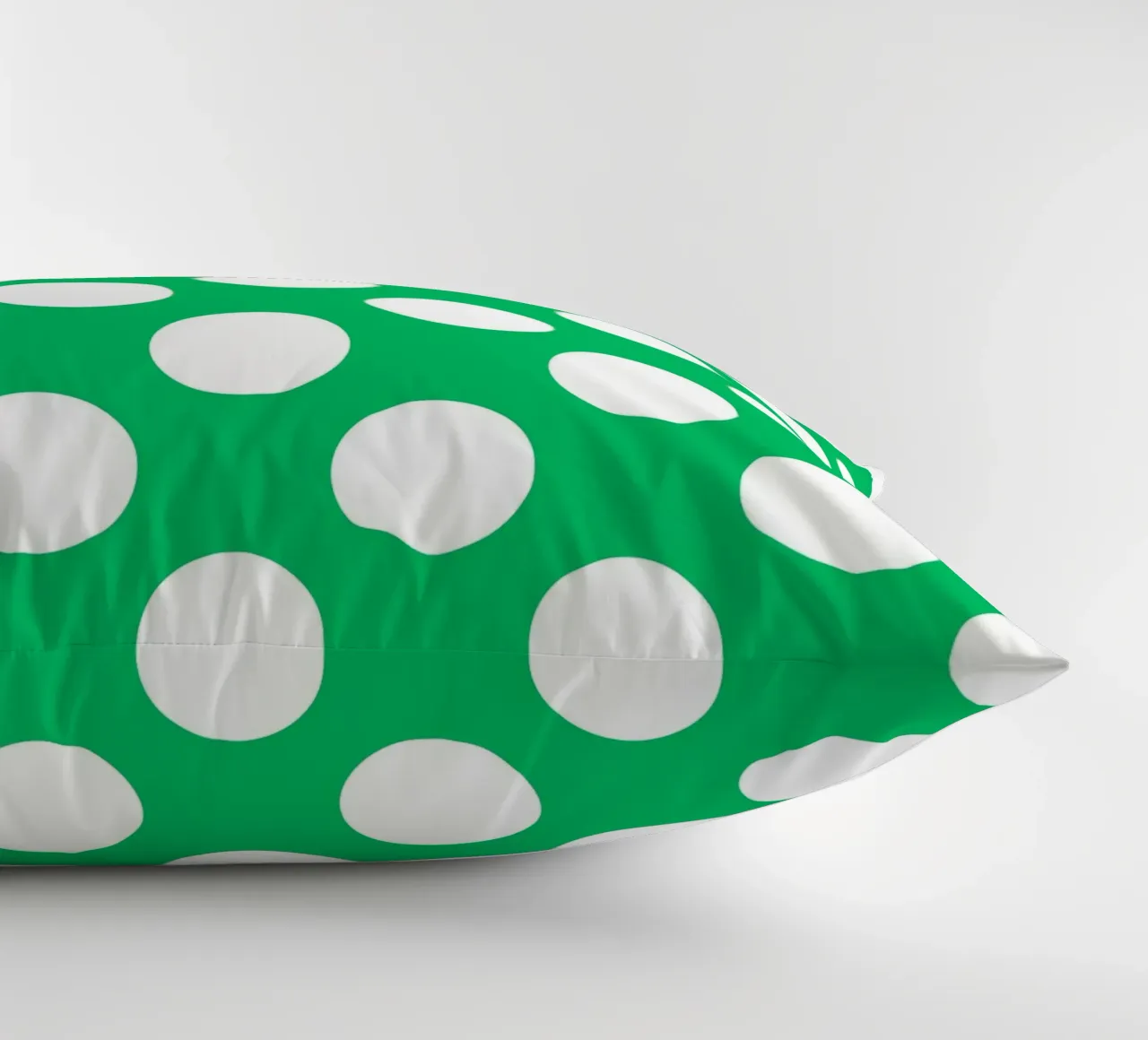 Polka Dots in Emerald Green decorative cushion by Happy Littles