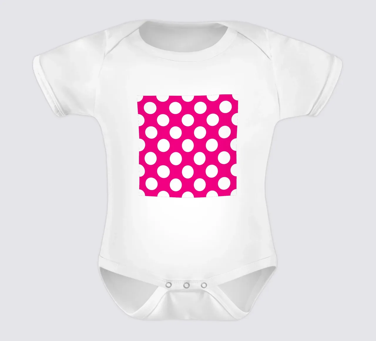Polka Dots in Fuchsia Pink short-sleeve baby romper by Happy Littles