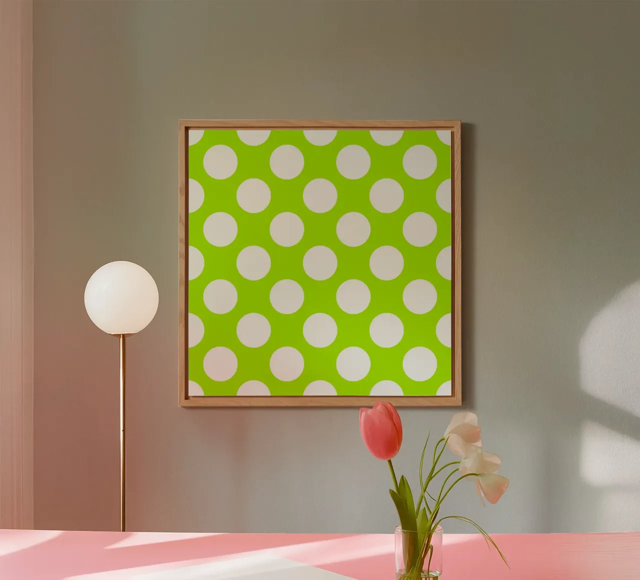 Pois in verde lime alluminio dibond da Happy Littles