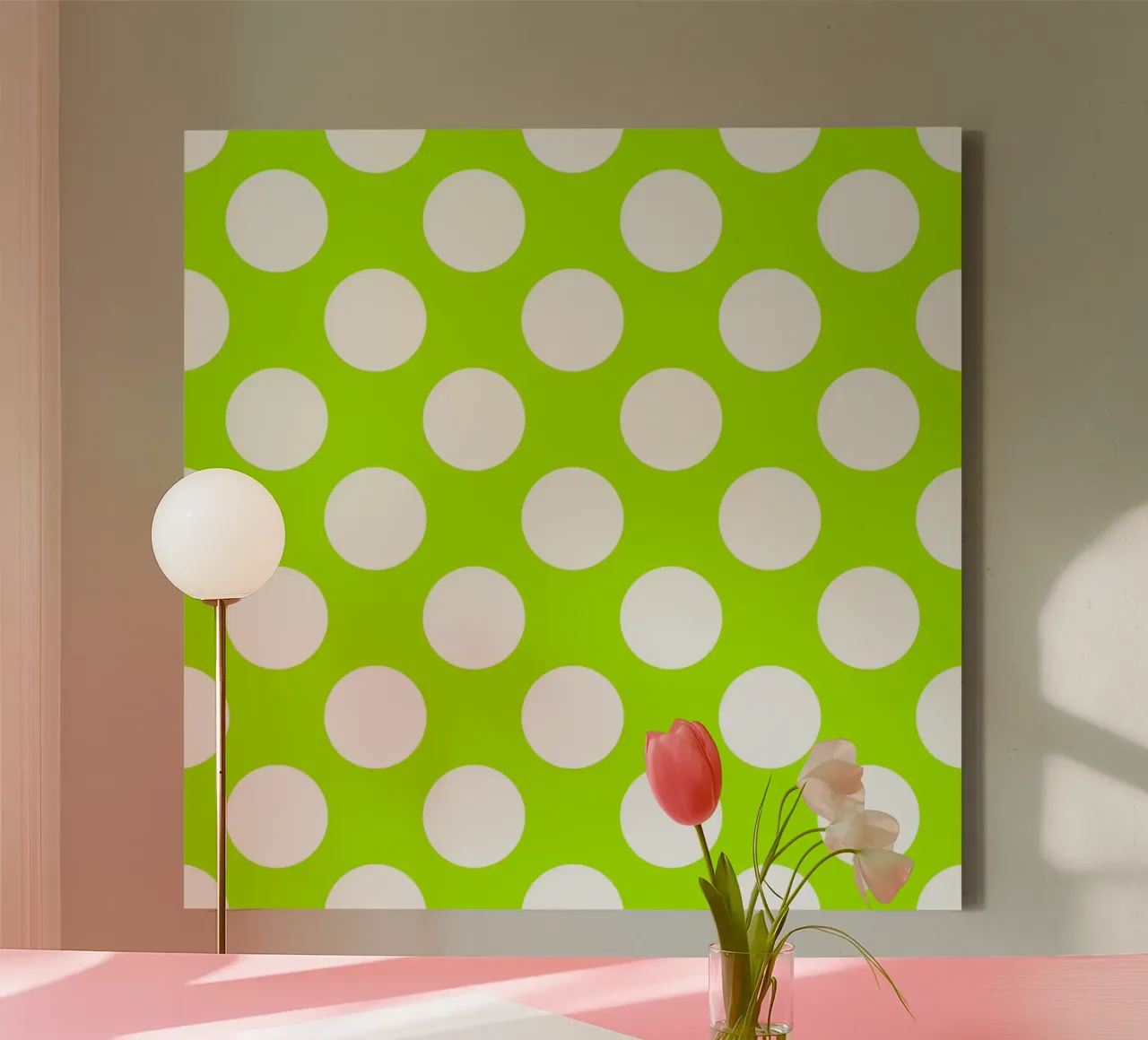 Polka Dots in Lime Green canvas by Happy Littles