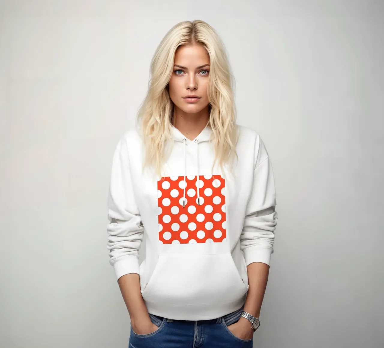 Pois in arancione brillante felpa con cappuccio da Happy Littles