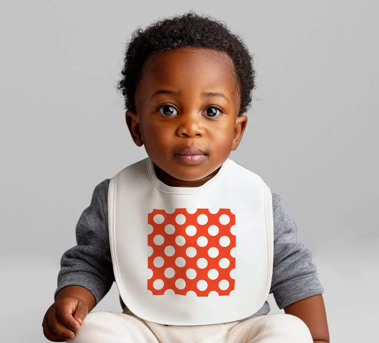 Polka Dots in Bright Orange baby bib by Happy Littles