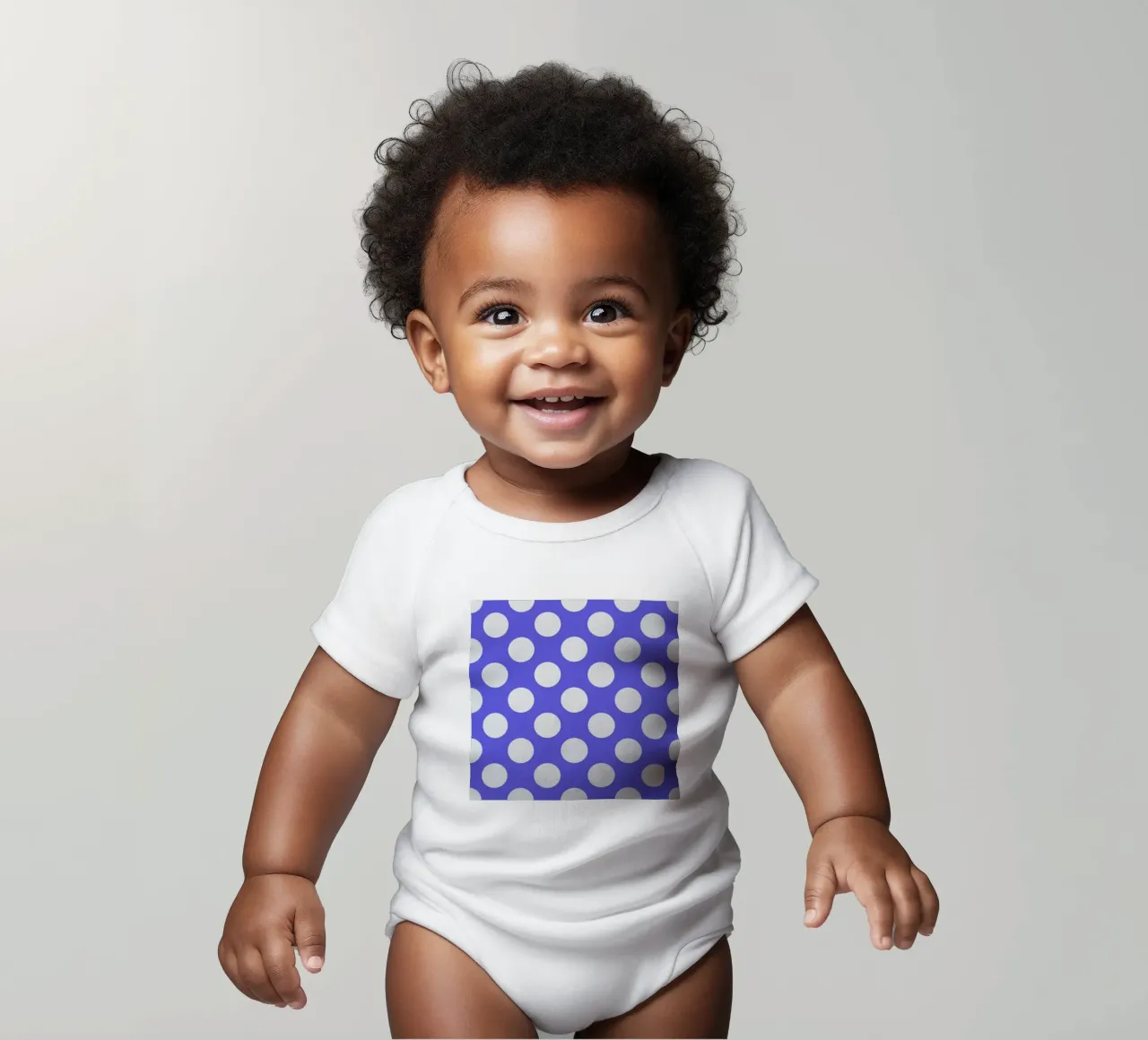 Polka Dots in Violett Kurzarm Babybody von Happy Littles